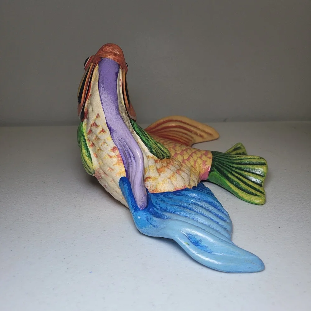 Large Painted Ceramic Fish Wall Hang‎ Decor Mexican Vintage Tropical Nautical